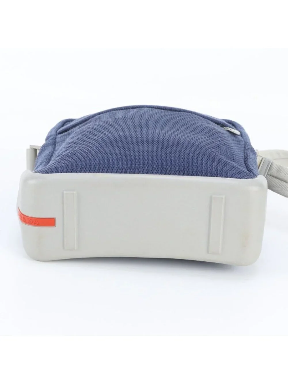 Prada Sports Mesh Leather Nylon Shoulder Bag Crossbody Messenger Navy